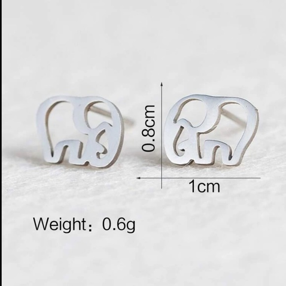 Silver Elephant Stud Earrings - Picture 5 of 5